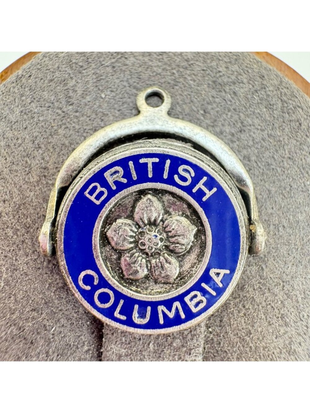British Columbia Sterling Silver & Enamel Flower Pendant Size 0.75" Length